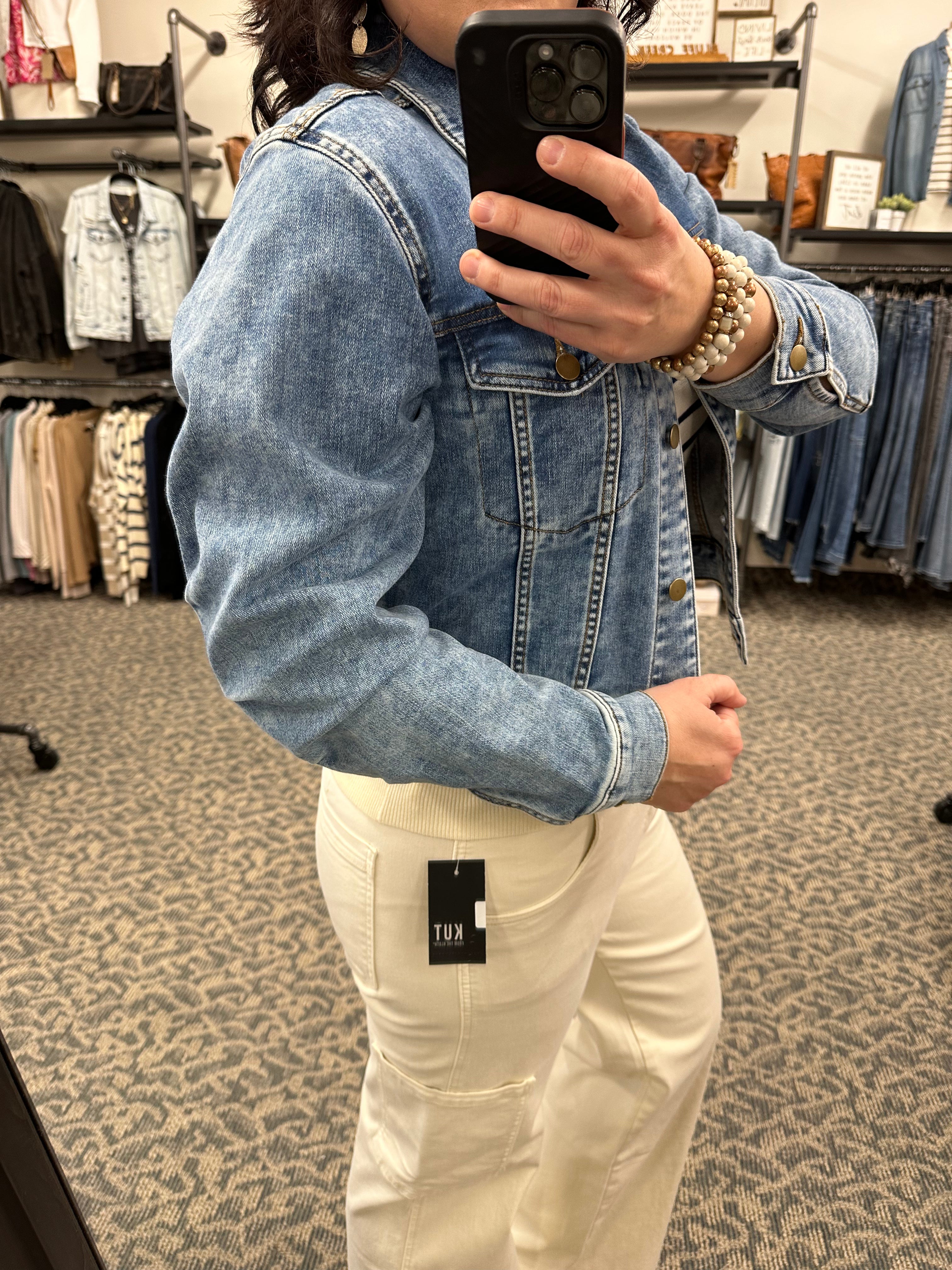 Jackie crop jacket make w/medium (Kut) jean jacket KUT FROM THE KLOTH