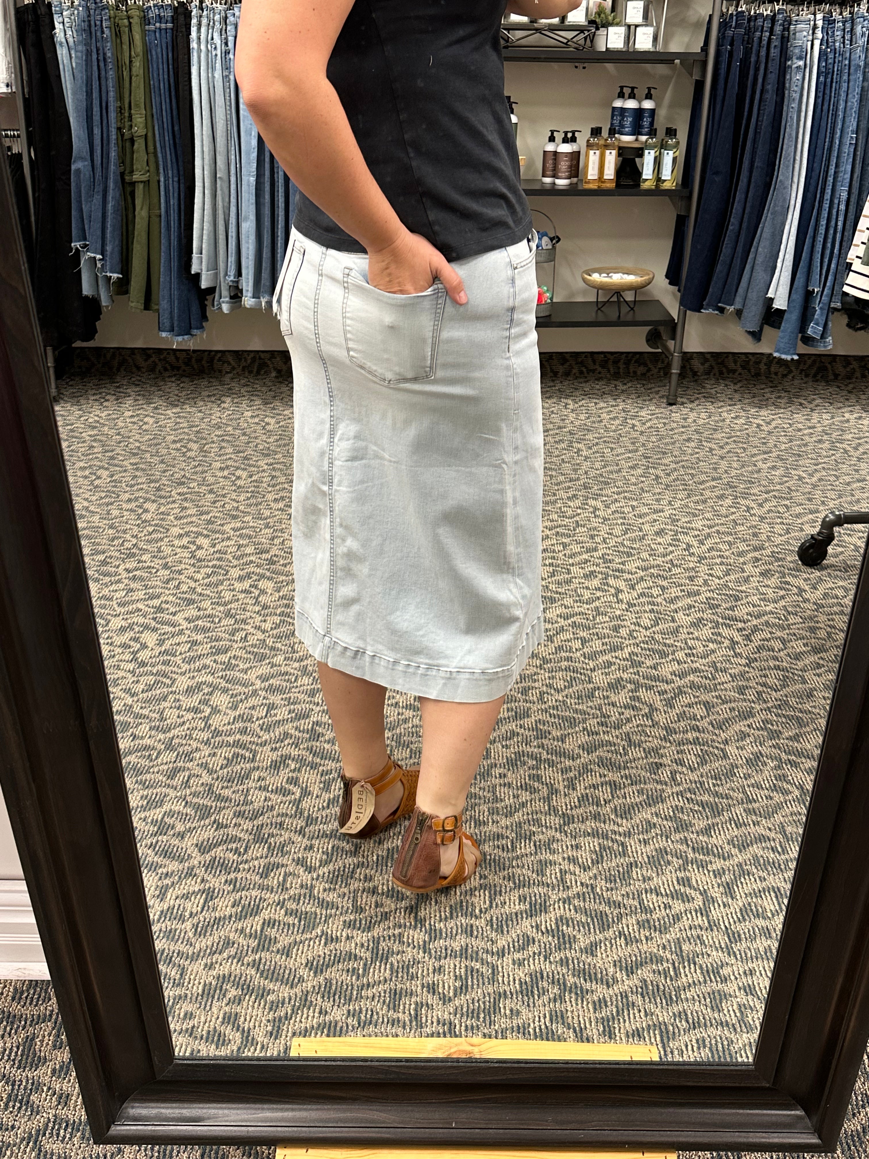 High Rise A-Line Denim Skirt (MICA) Bottom- Skirt MICA DENIM