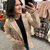 Kenzie Coat Beige Ivory Plaid Outerwear- Jackets THREAD & SUPPLY