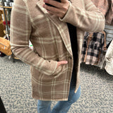 Kenzie Coat Beige Ivory Plaid Outerwear- Jackets THREAD & SUPPLY