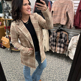 Kenzie Coat Beige Ivory Plaid Outerwear- Jackets THREAD & SUPPLY