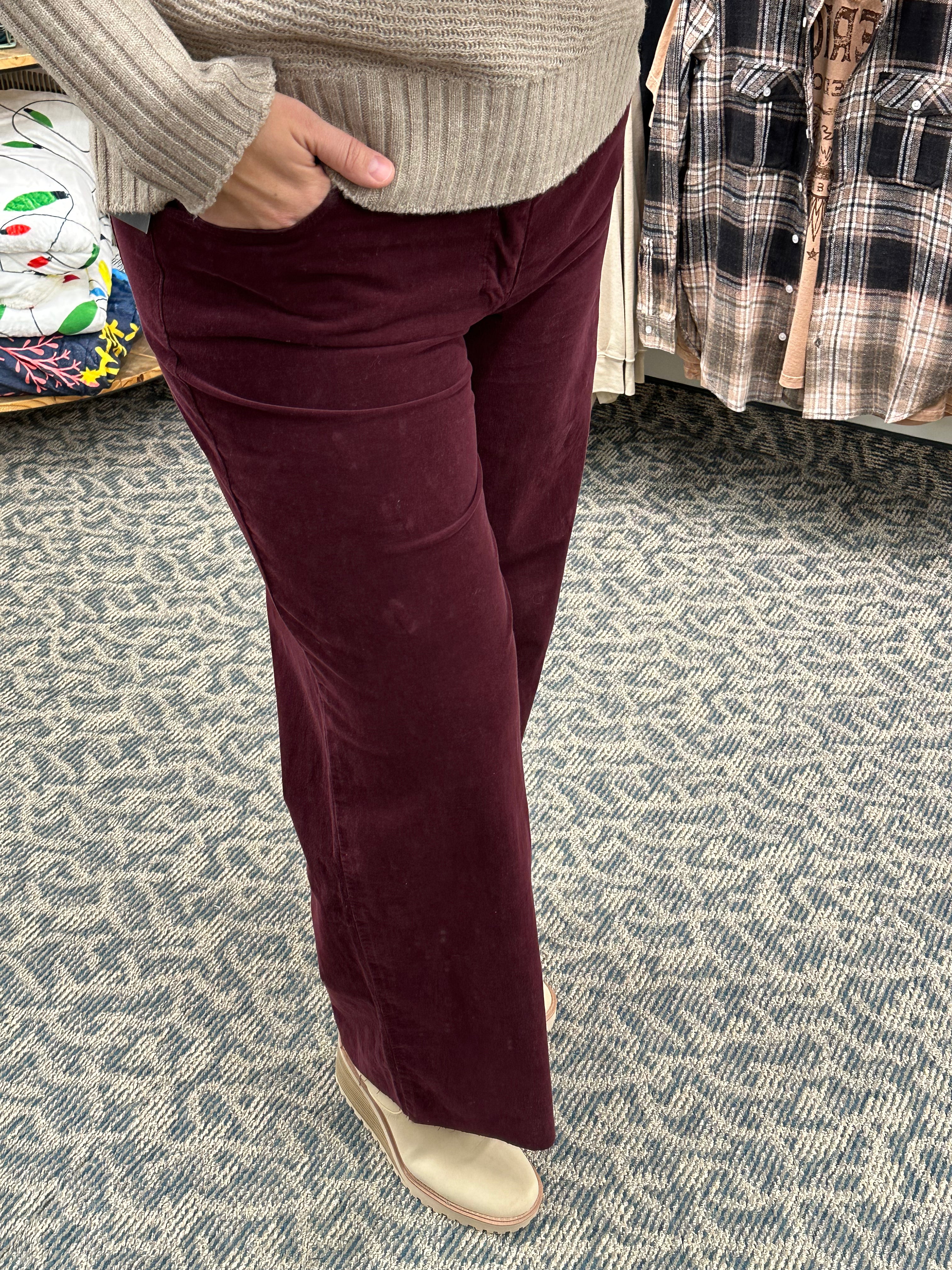 Dark Plum Meg Wide Leg (Kut) Bottom- Pants KUT FROM THE KLOTH