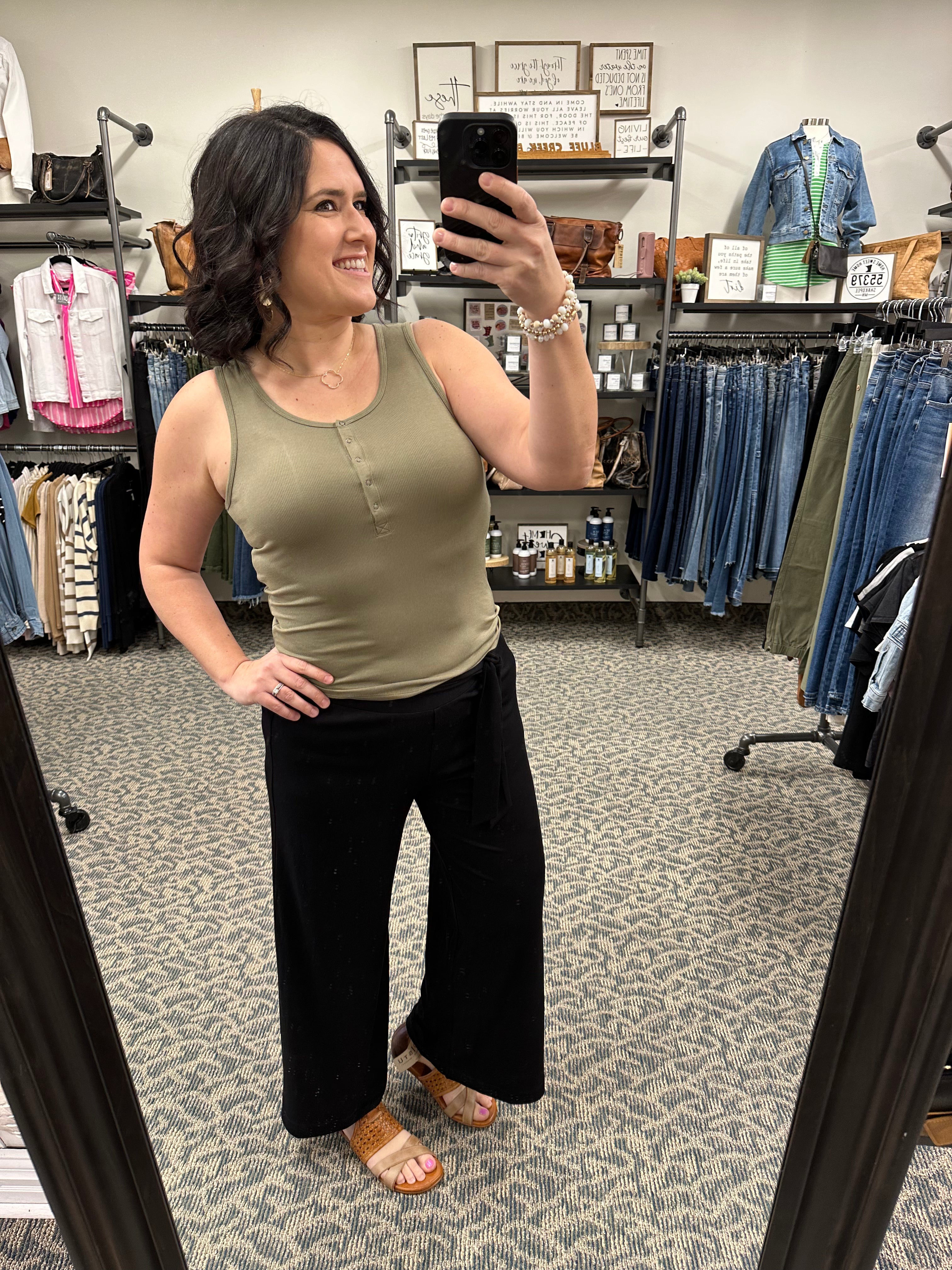 Kristen Olive Snap Tank Tops- Tanks THREAD & SUPPLY