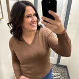 Brown V-neck Sweater Top - Sweater STACCATO