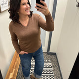Brown V-neck Sweater Top - Sweater STACCATO