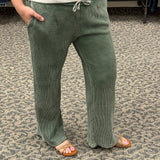 Distressed Mineral Washed Dark Basil Pants Bottoms - Pants MONO B