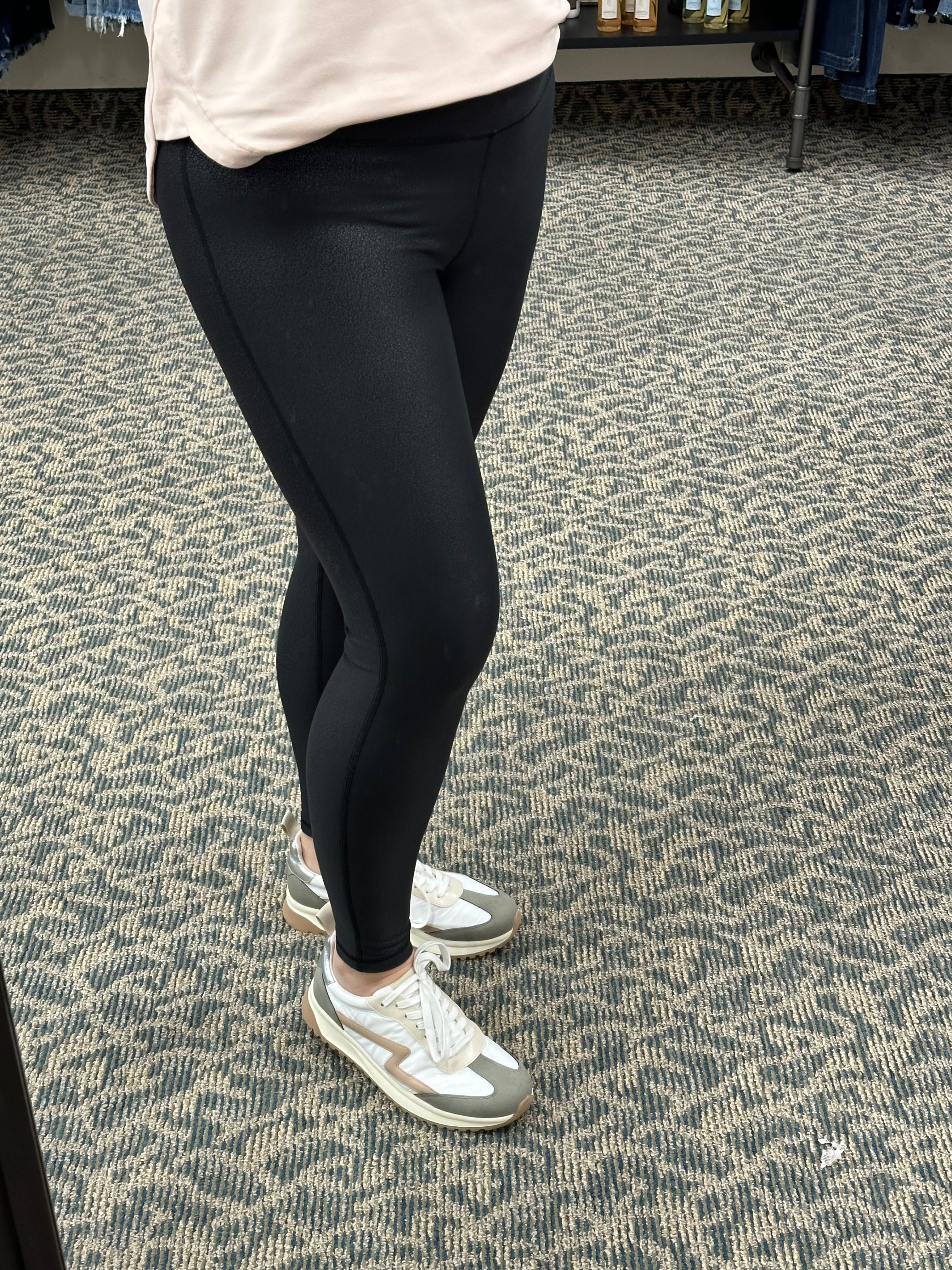 Black Foil High Waist Leggings Bottoms- Leggings MONO B