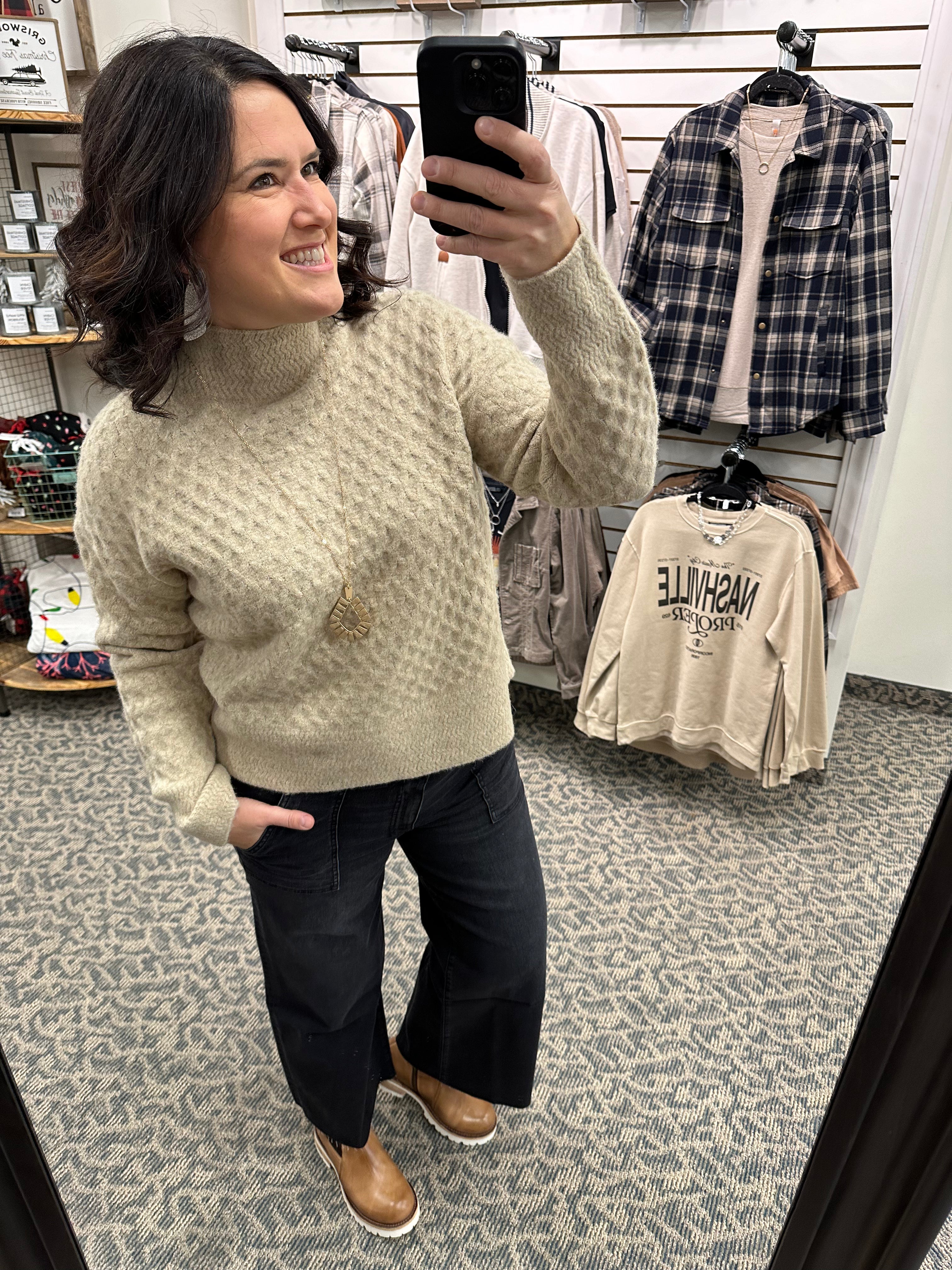 Oatmeal Adah High Neck Sweater Top - Sweater KUT FROM THE KLOTH