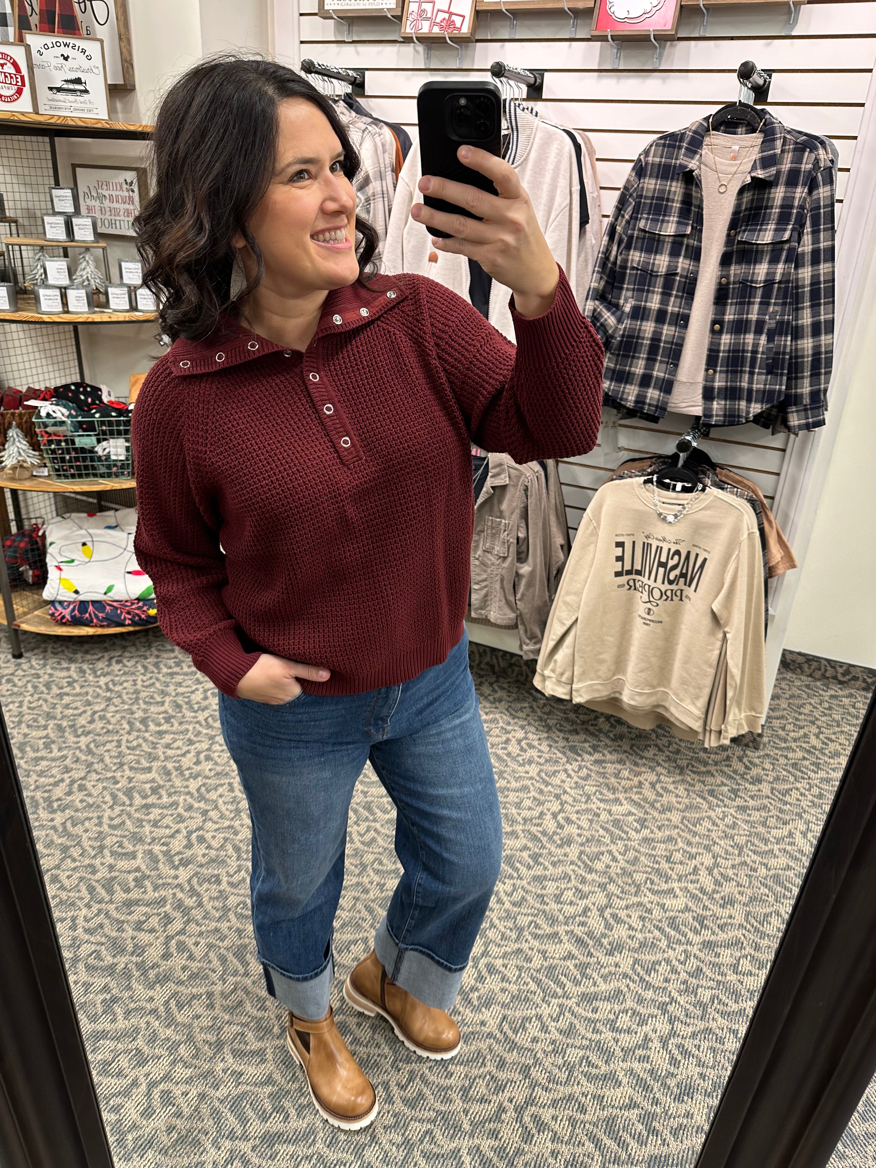 Oxblood Calliope Turtleneck Sweater Top - Sweater RD International