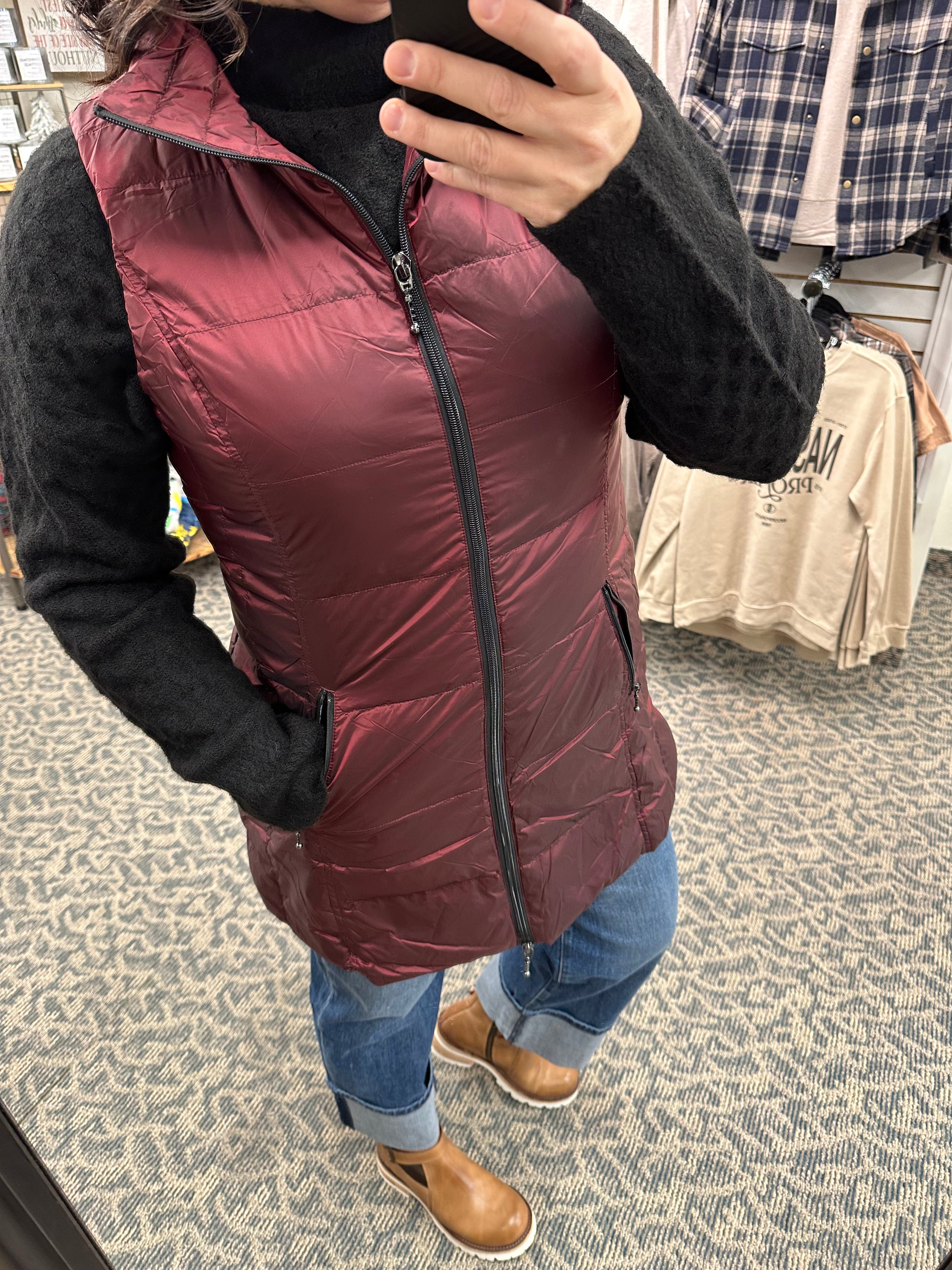 Long Ruby Down Vest Outerwear - Vest Anorak