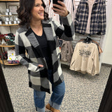 Kenzie Coat Black Ivory Plaid Outerwear- Jackets THREAD & SUPPLY