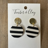 Black/white Round w/gold post Jewelry - Earrings Timber & Clay
