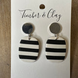 Rounded Rectangle Dangles w/silver post Jewelry - Earrings Timber & Clay