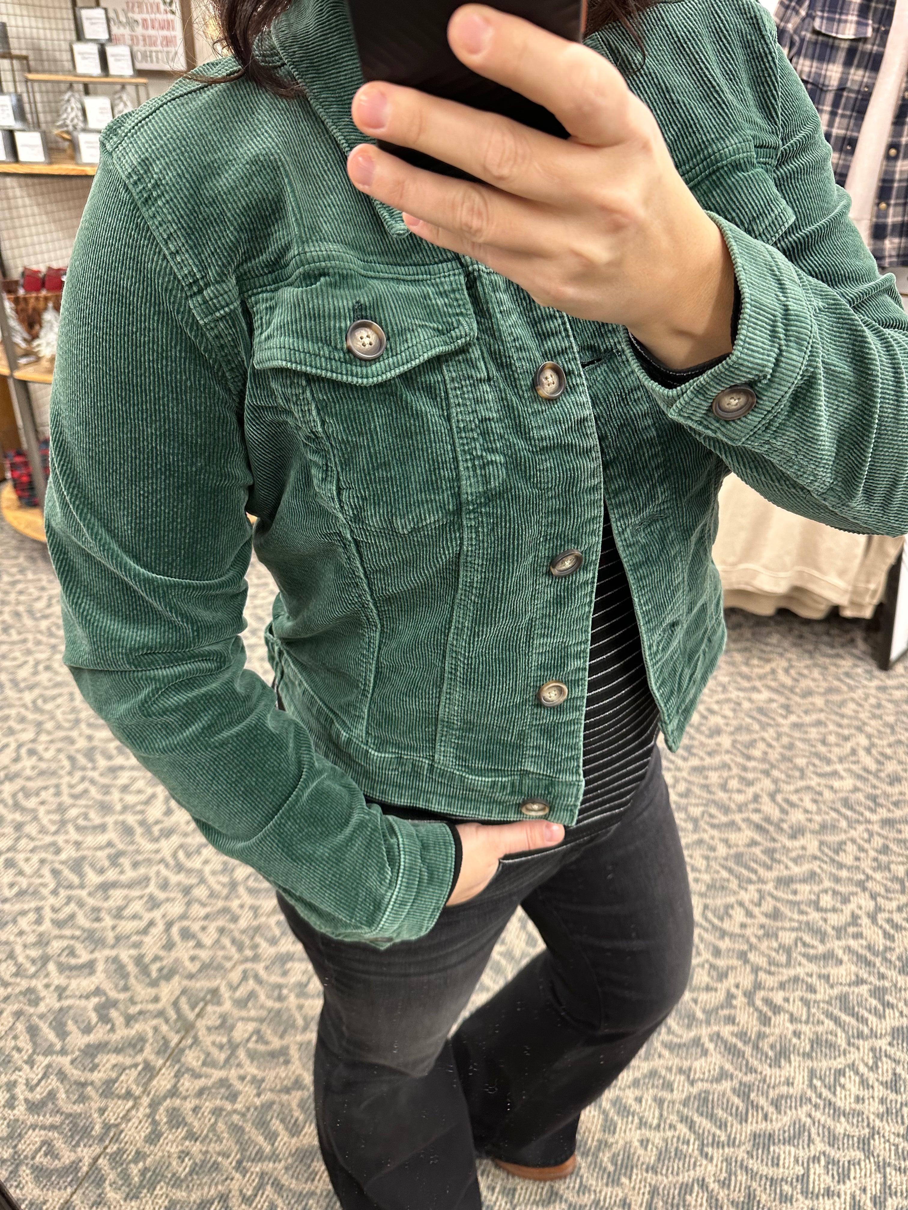 Green Julie Corduroy Jacket (Kut) Outerwear- Jackets KUT FROM THE KLOTH
