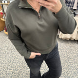Olive Mailyn Half Zip Pullover Top - Sweatshirt RD International