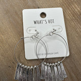 Worn Silver Open Circle Bar Accent Earring Jewelry - Earrings WHAT'S HOT