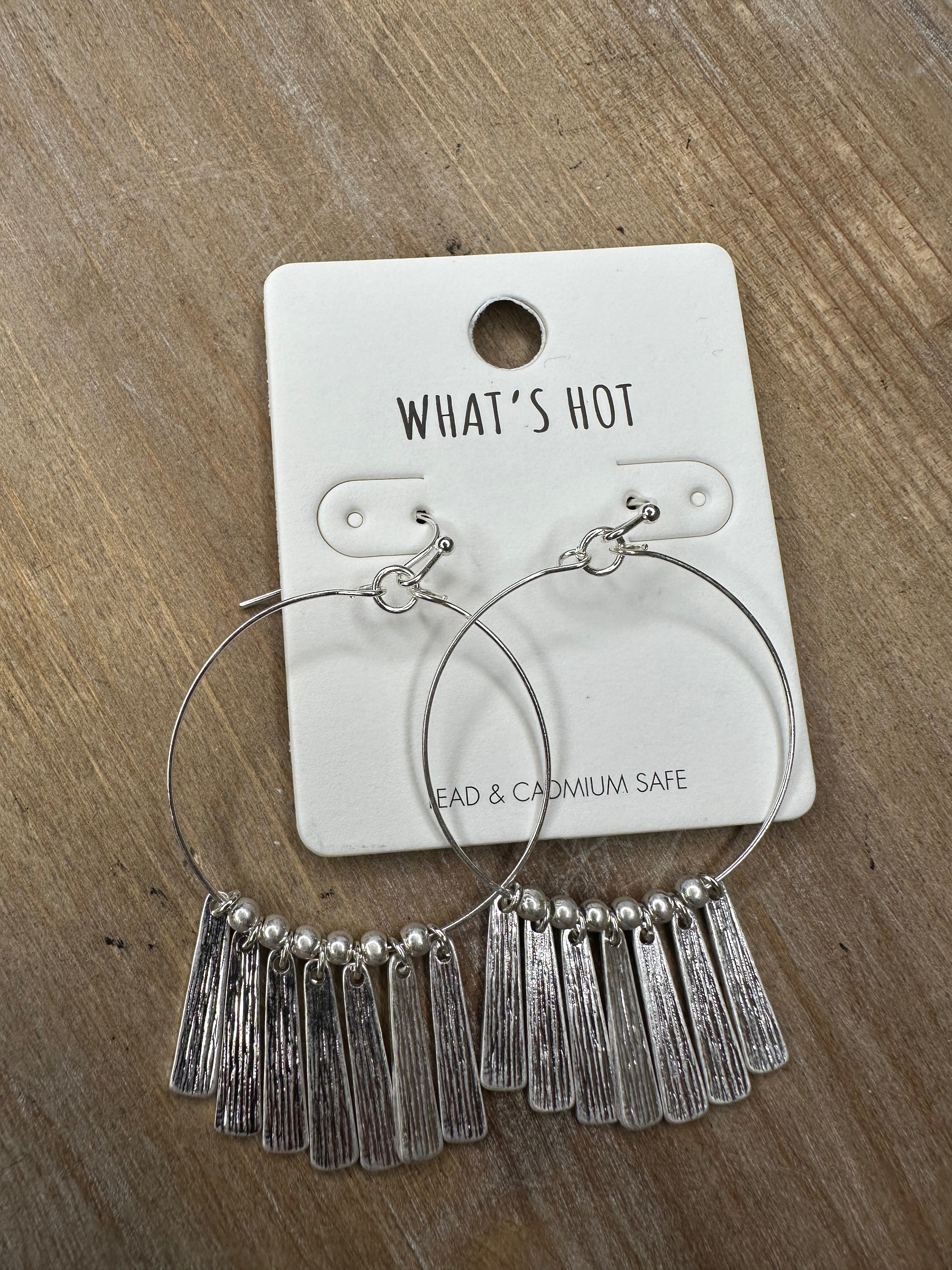 Worn Silver Open Circle Bar Accent Earring Jewelry - Earrings WHAT'S HOT