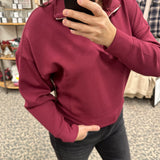 Oxblood Mailyn Half Zip Pullover Top- Sweatshirt RD International