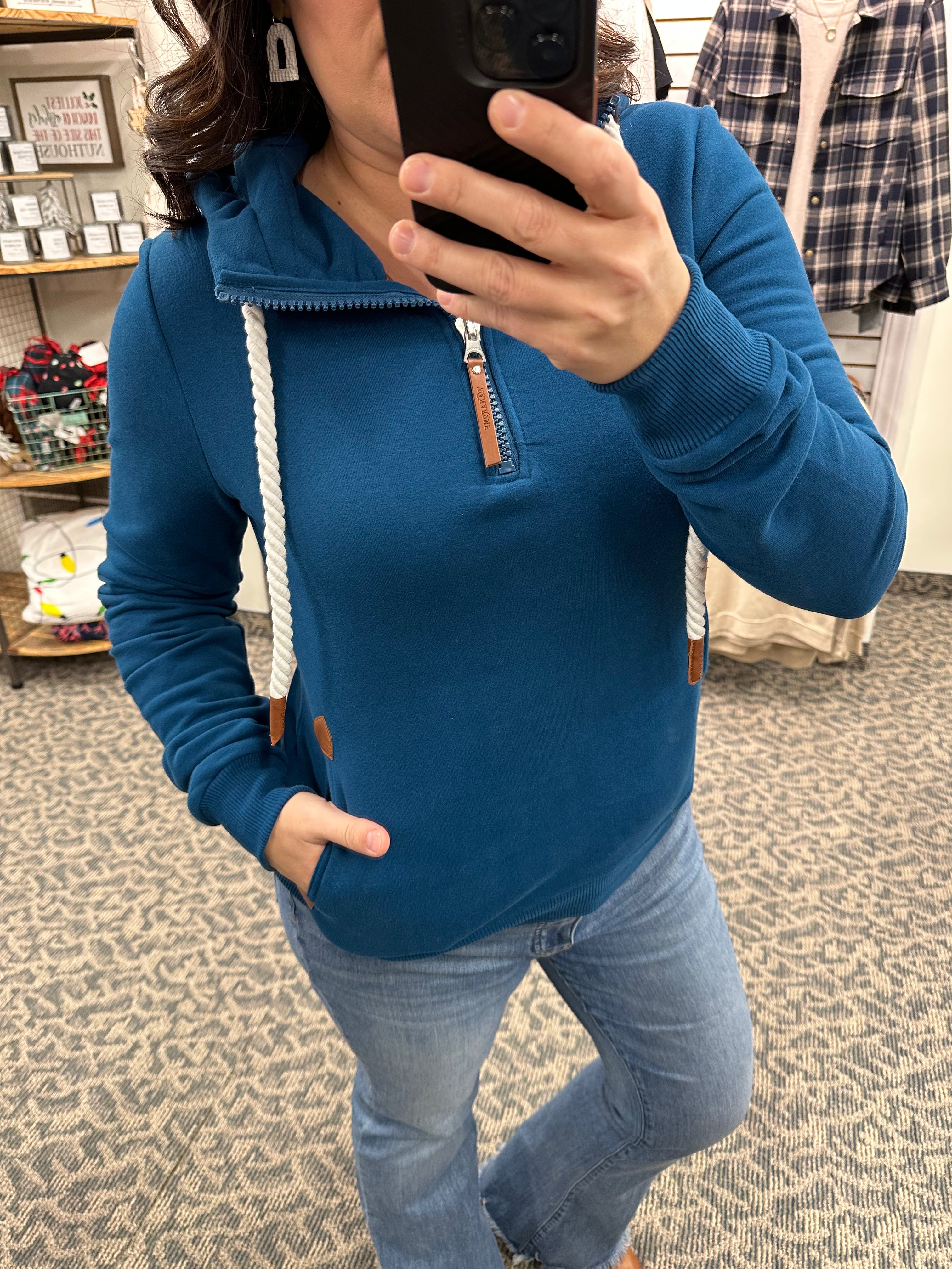 Real Teal Ivy Half Zip (Wanakome) Tops- Sweatshirt WANAKOME