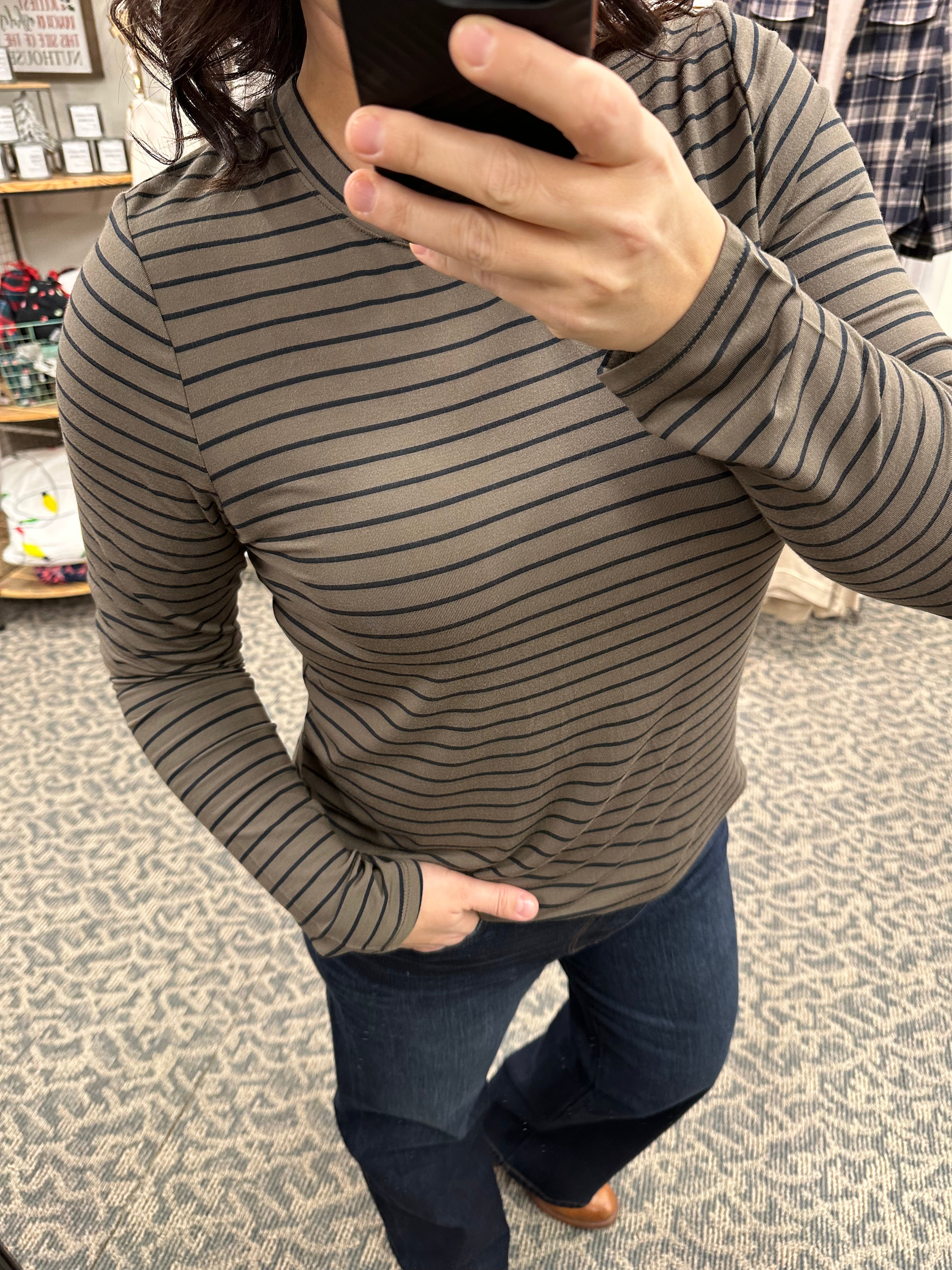 Olive/Black Stripe Stassia Top Top - Tee THREAD & SUPPLY