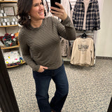 Olive/Black Stripe Stassia Top Top - Tee THREAD & SUPPLY