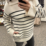 Ivory/Black Striped Coralie Sweater Top - Sweater THREAD & SUPPLY
