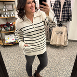 Ivory/Black Striped Coralie Sweater Top - Sweater THREAD & SUPPLY