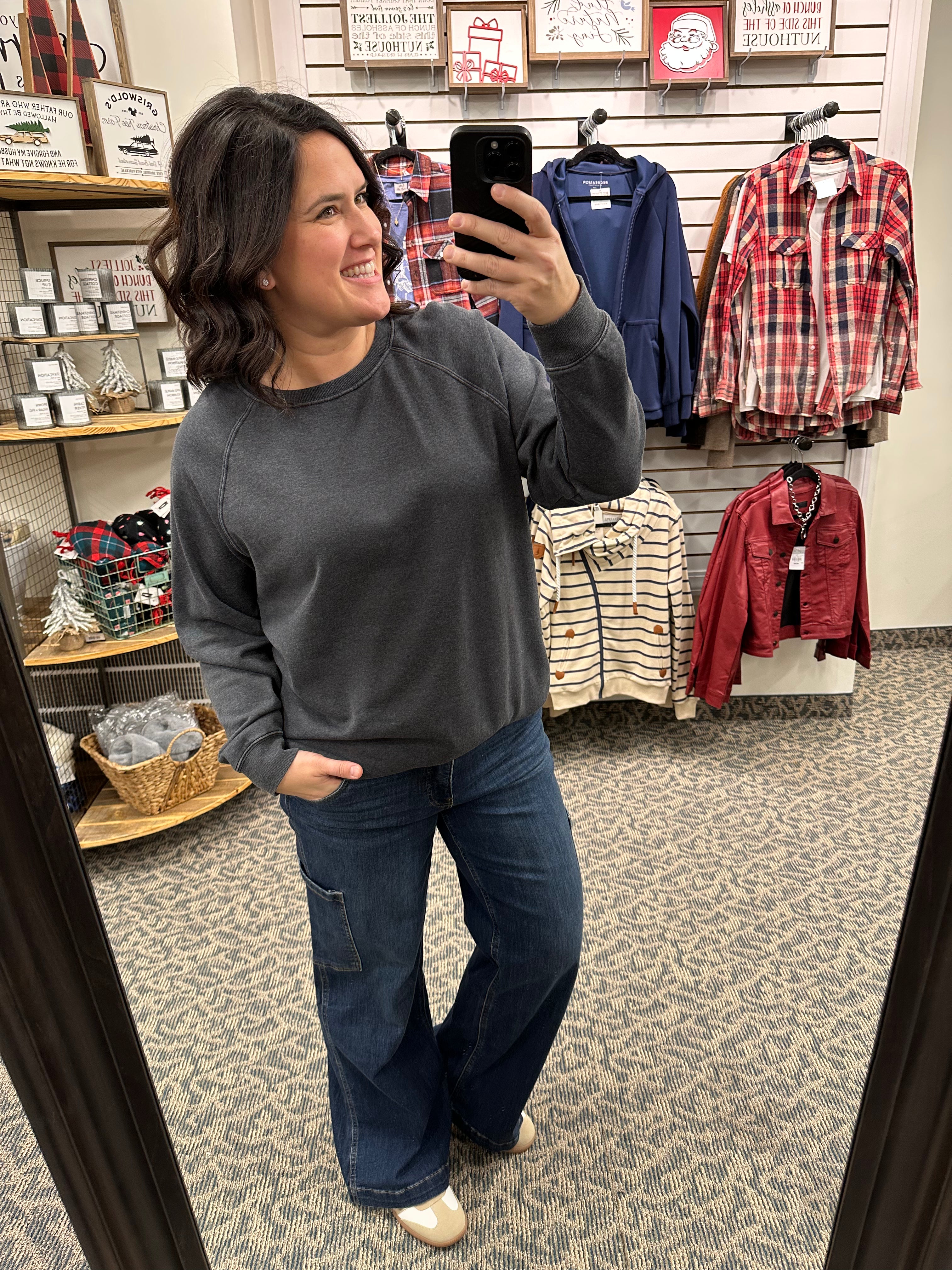 Washed Black Hangout Top Top - Sweatshirt THREAD & SUPPLY