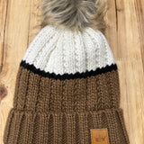 Brown & White Colorblock Hat Accessories - Hat PANACHE