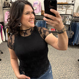 Black Lace Short Sleeve Top Top - Tee ZENANA