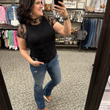 Black Lace Short Sleeve Top Top - Tee ZENANA