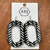 Black & White Oval Leather Earrings Jewelry - Earrings ARTIFACTS JESSICA LYNCH