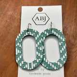 Mint green & White Oval Leather Earrings Jewelry - Earrings ARTIFACTS JESSICA LYNCH