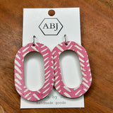 Pink & White Oval Leather Earrings Jewelry - Earrings ARTIFACTS JESSICA LYNCH