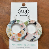 Coral pink green Round Leather Earrings Jewelry - Earrings ARTIFACTS JESSICA LYNCH