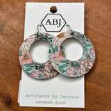 Green Pink White Round Leather Earrings Jewelry - Earrings ARTIFACTS JESSICA LYNCH