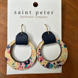 Island Girl Wooden Circle w/navy Earrings Jewelry - Earrings St. Peter Hardware