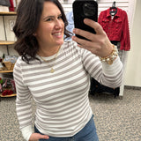 White Taupe Stripe Stacy Top Top - Tee THREAD & SUPPLY