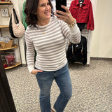 White Taupe Stripe Stacy Top Top - Tee THREAD & SUPPLY