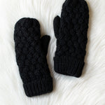 Black Knit Mittens Accessories - Hat PANACHE