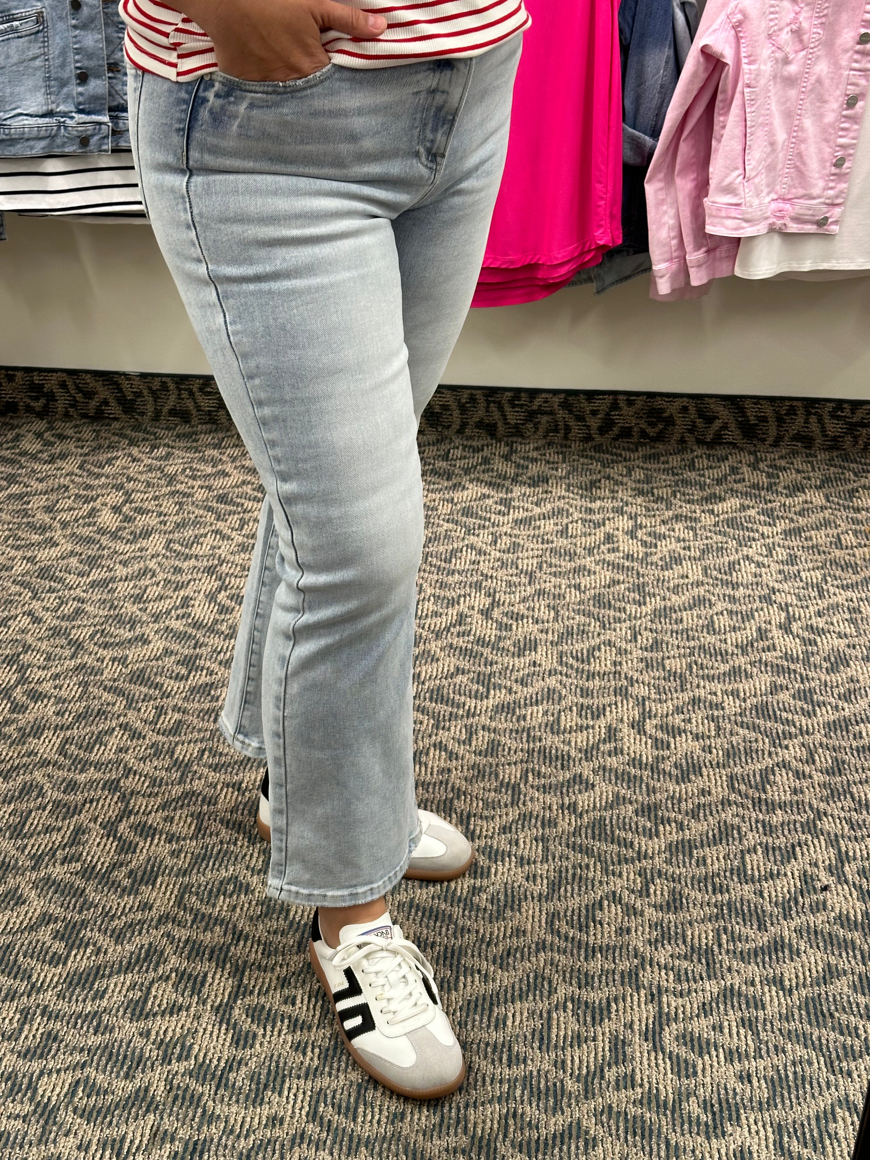 Light High Rise Crop Flare Jeans (Risen) Bottoms - Pants RISEN