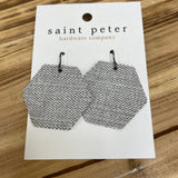 White Fabric Hexagon Earrings Jewelry - Earrings St. Peter Hardware