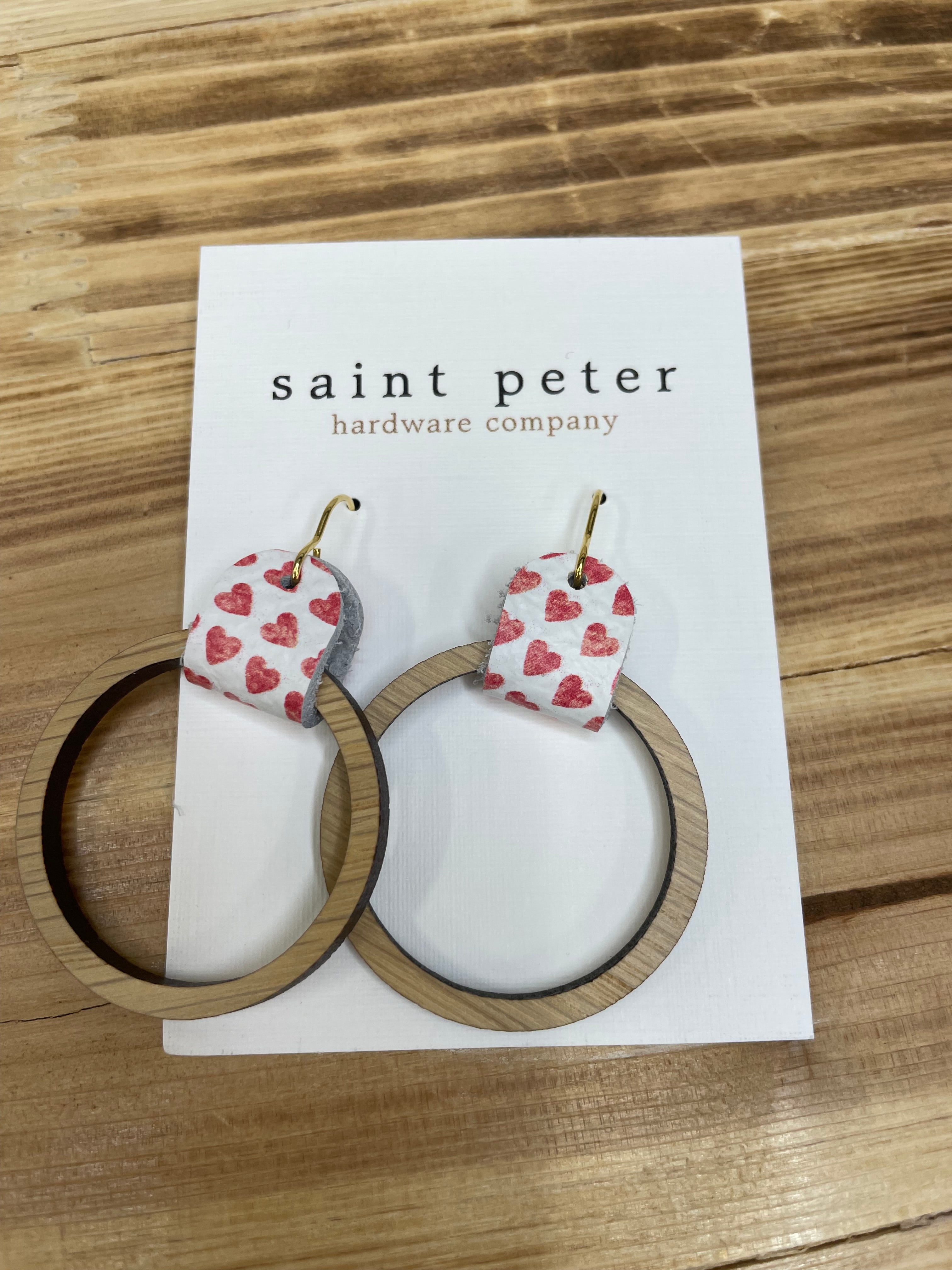 Wood Circle Heart Earrings Jewelry - Earrings St. Peter Hardware