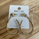 Gold Hammered Tear Drop Hoop Jewelry - Earrings WHAT'S HOT