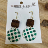 Shamrock Circle Wood Accent Earrings Jewelry - Earrings Timber & Clay