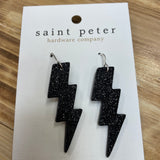 Black Lightning Bolt Earrings Jewelry - Earrings SAINT PETER HARDWARE