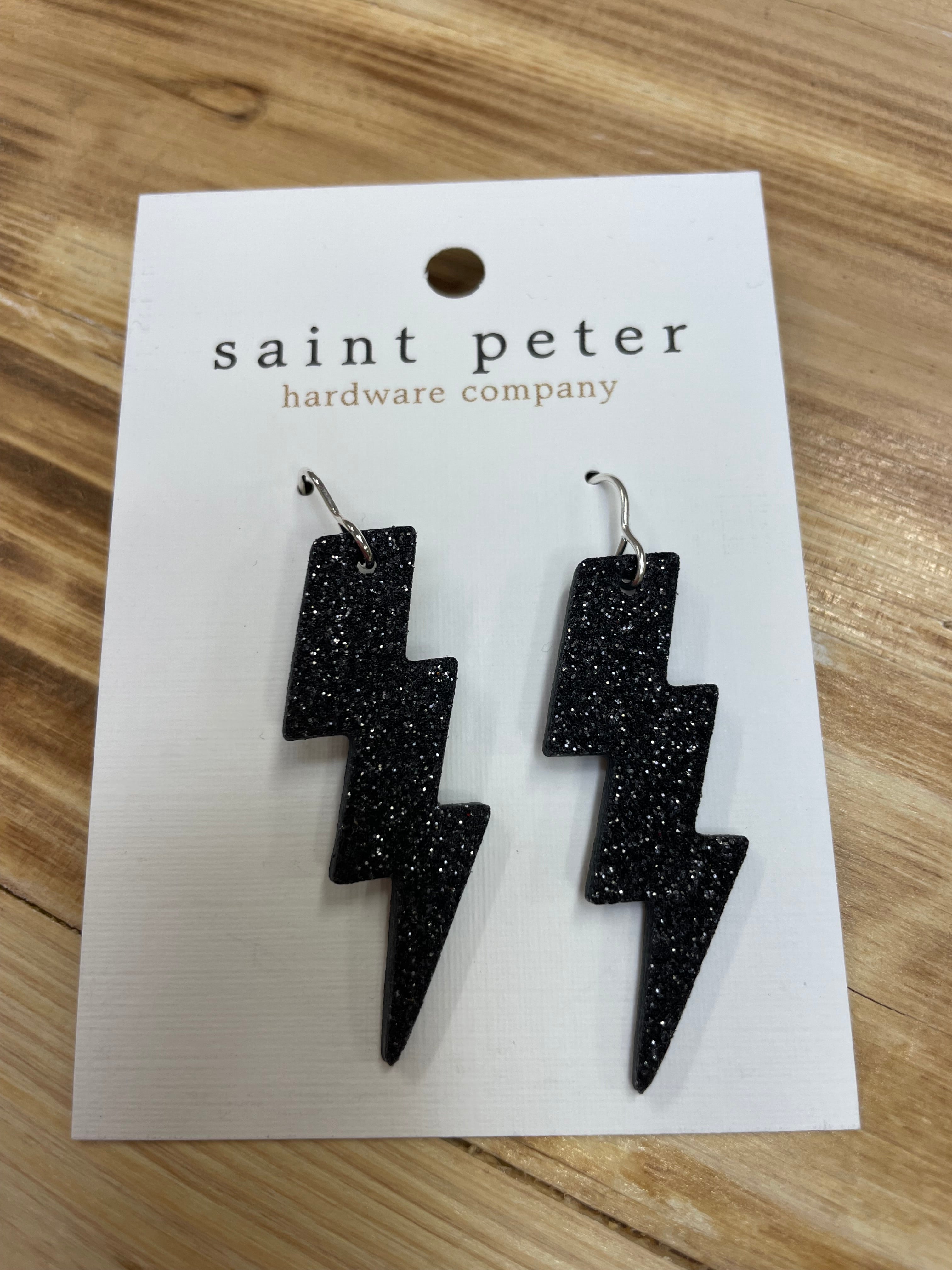 Black Lightning Bolt Earrings Jewelry - Earrings SAINT PETER HARDWARE