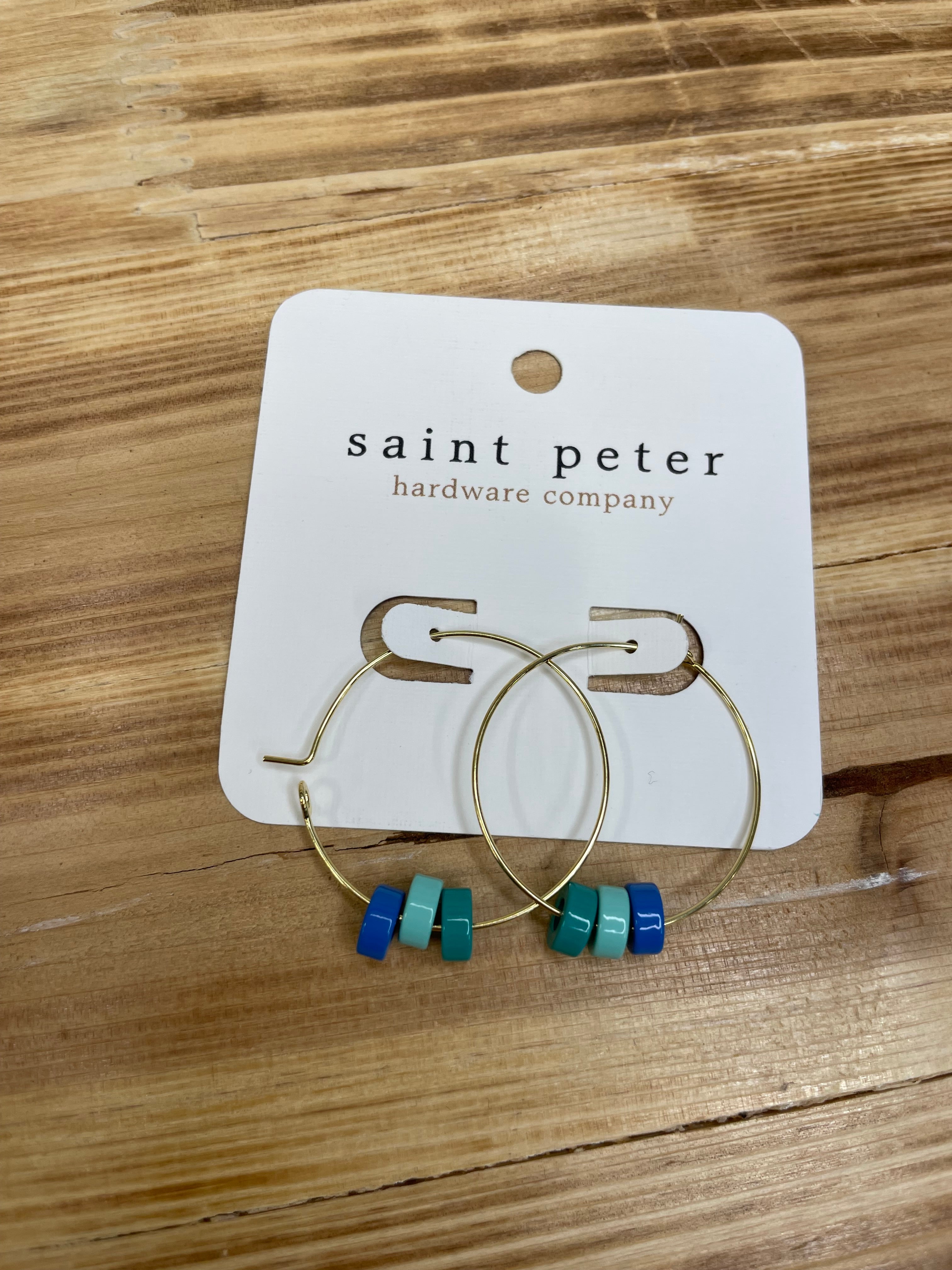 Blue Bead Gold Earrings Jewelry - Earrings SAINT PETER HARDWARE