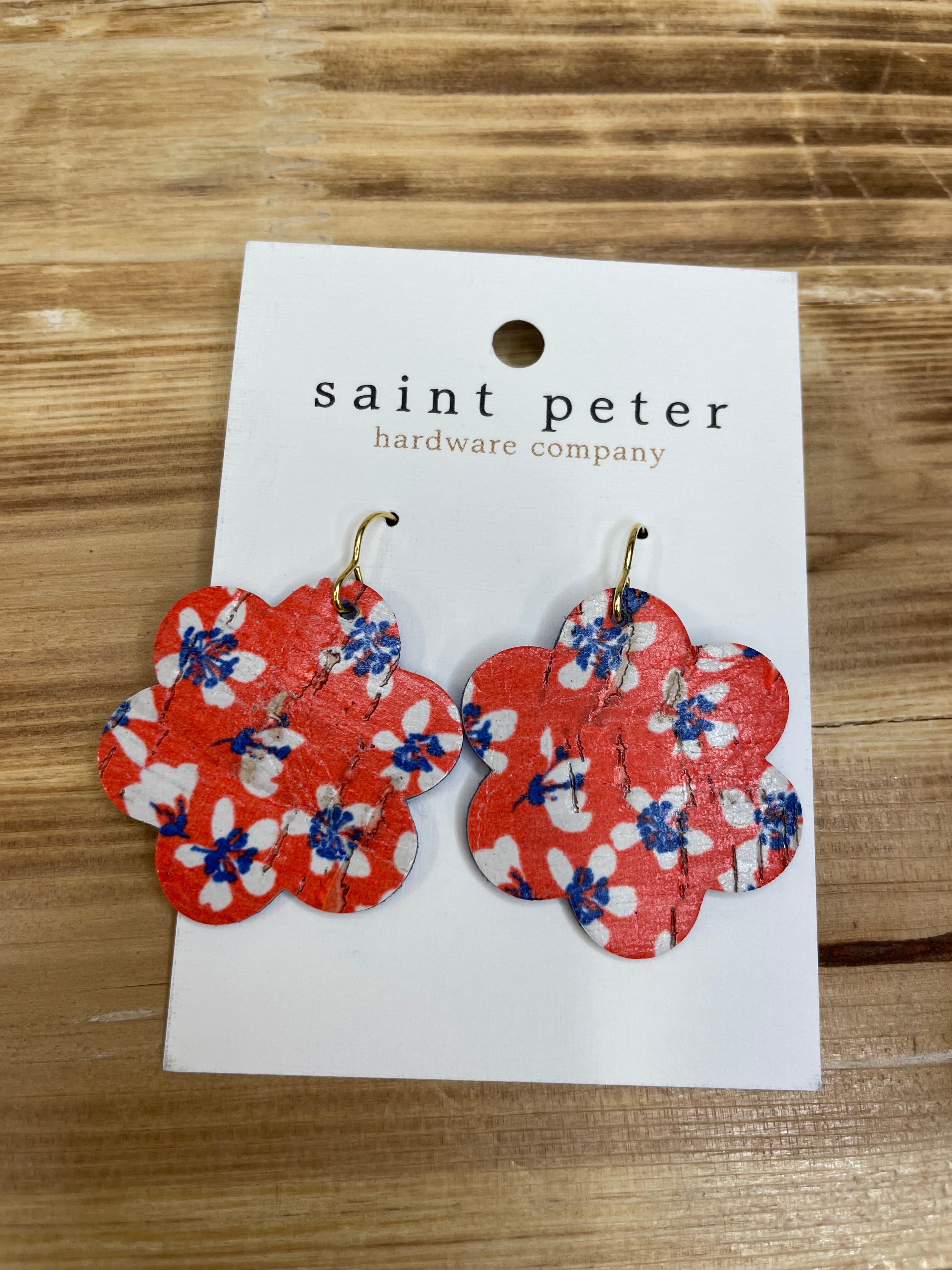 Red Flower Patiotic Earrings Jewelry - Earrings SAINT PETER HARDWARE