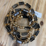 Black Acrylic and Gold Beaded Bracelet Set Jewelry- Bracelet WHAT'S HOT